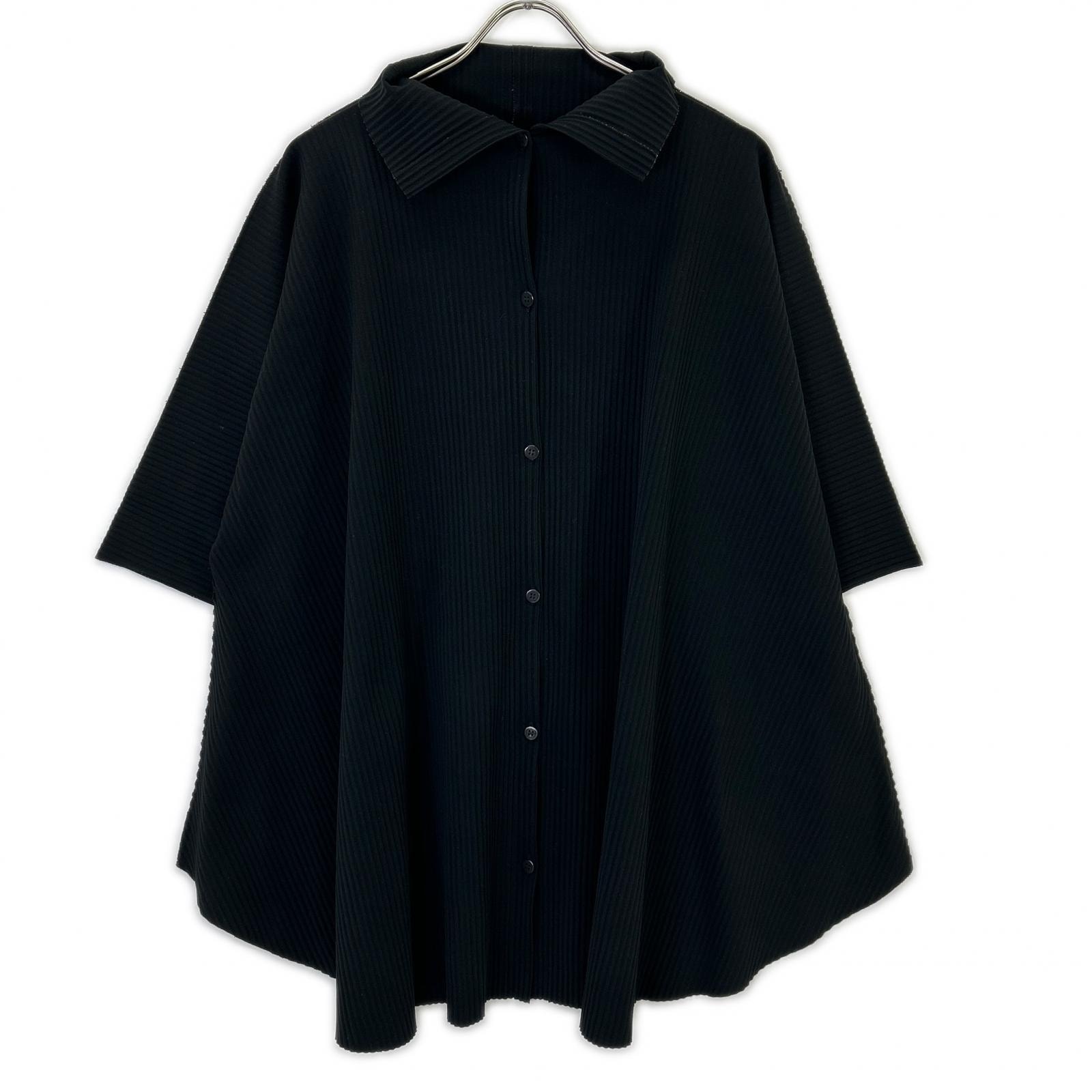 ミー/イッセイミヤケ 21AW MI14KJ924 ﾌﾞﾗｯｸ ｼｮｰﾄｽﾘｰﾌﾞ ﾁｭﾆｯｸ