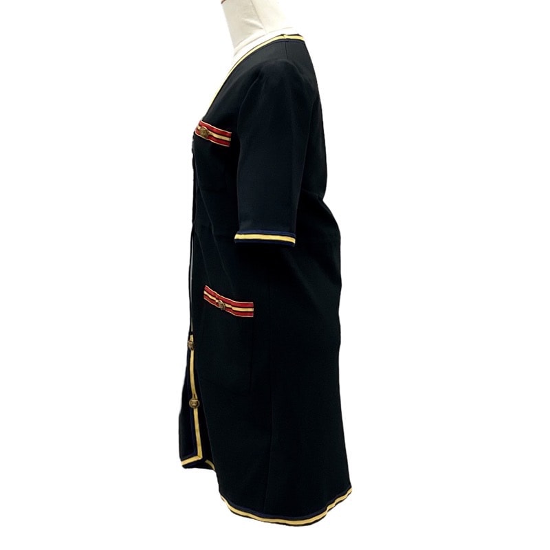 グッチ GUCCI ワンピース ブラック タイガーボタン 半袖 レーヨン