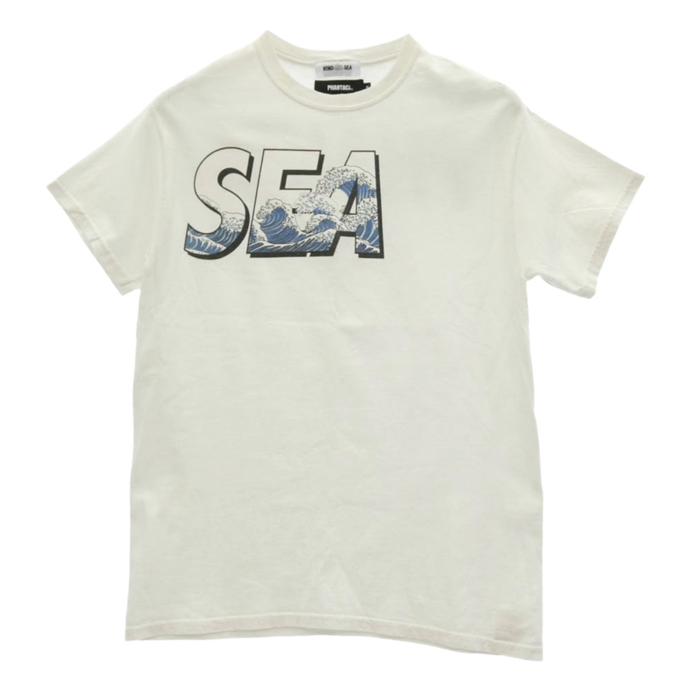WIND AND SEA ウィンダンシー Tシャツ × PHANTACi PHANTA AND SEA ロゴ プリント コットン 半袖 Tシャツ ホワイト系 M【中古】