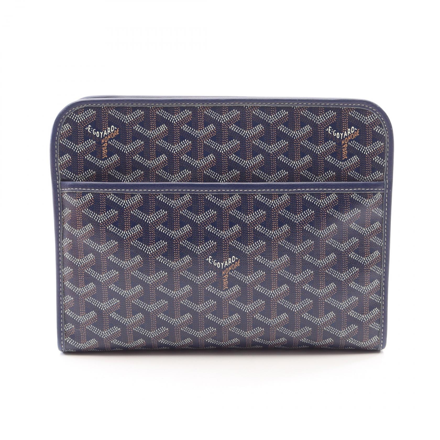 ゴヤール GOYARD ジュバンスMM セカンドバッグ クラッチバッグ バッグ PVCコーティングキャンバス レザー メンズ ネイビー系 / マルチカラー JOUVENMMLTY12CL12P 【中古】