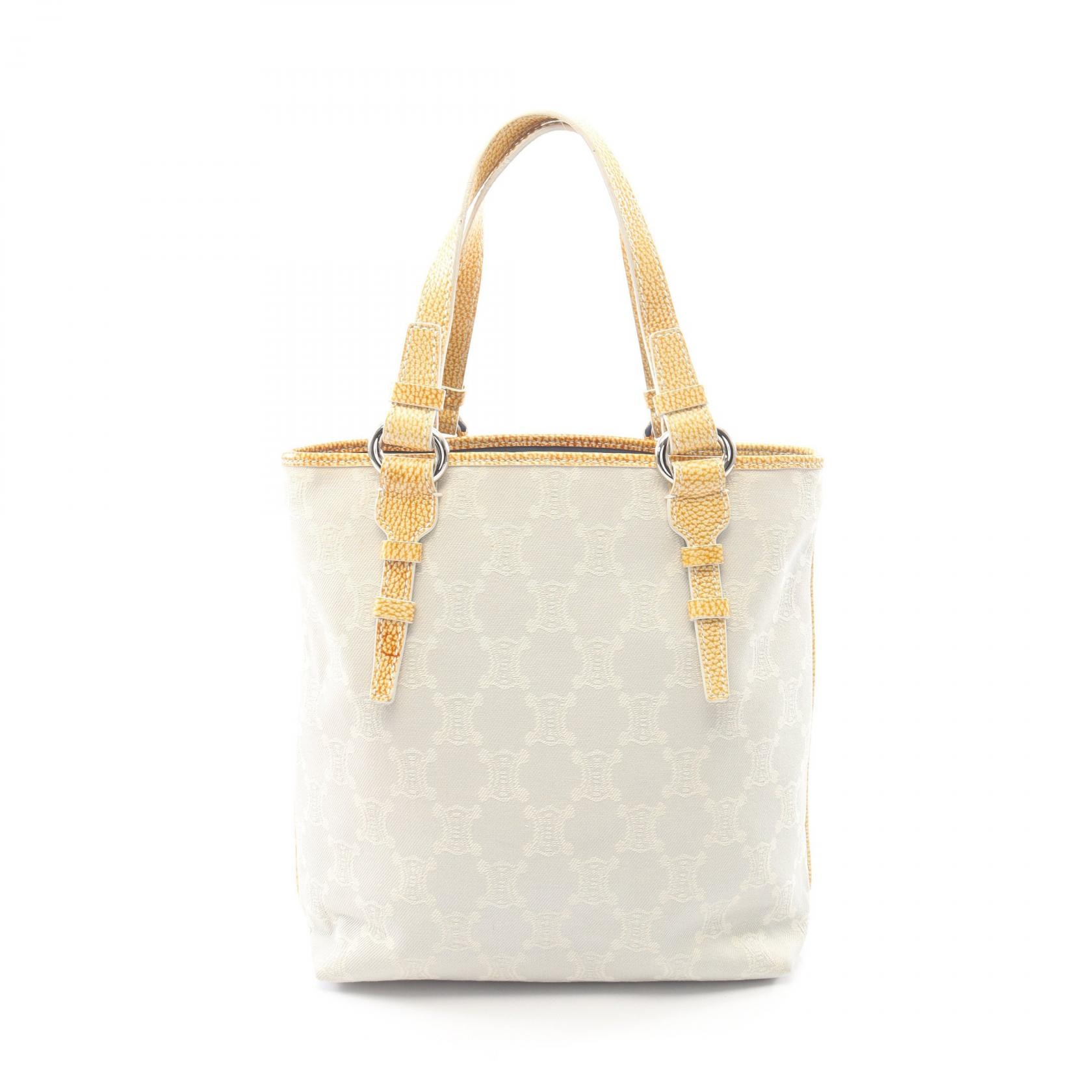 セリーヌ CELINE パリマカダム トートバッグ バッグ キャンバス レザー レディース グレー系 / イエロー系 【中古】