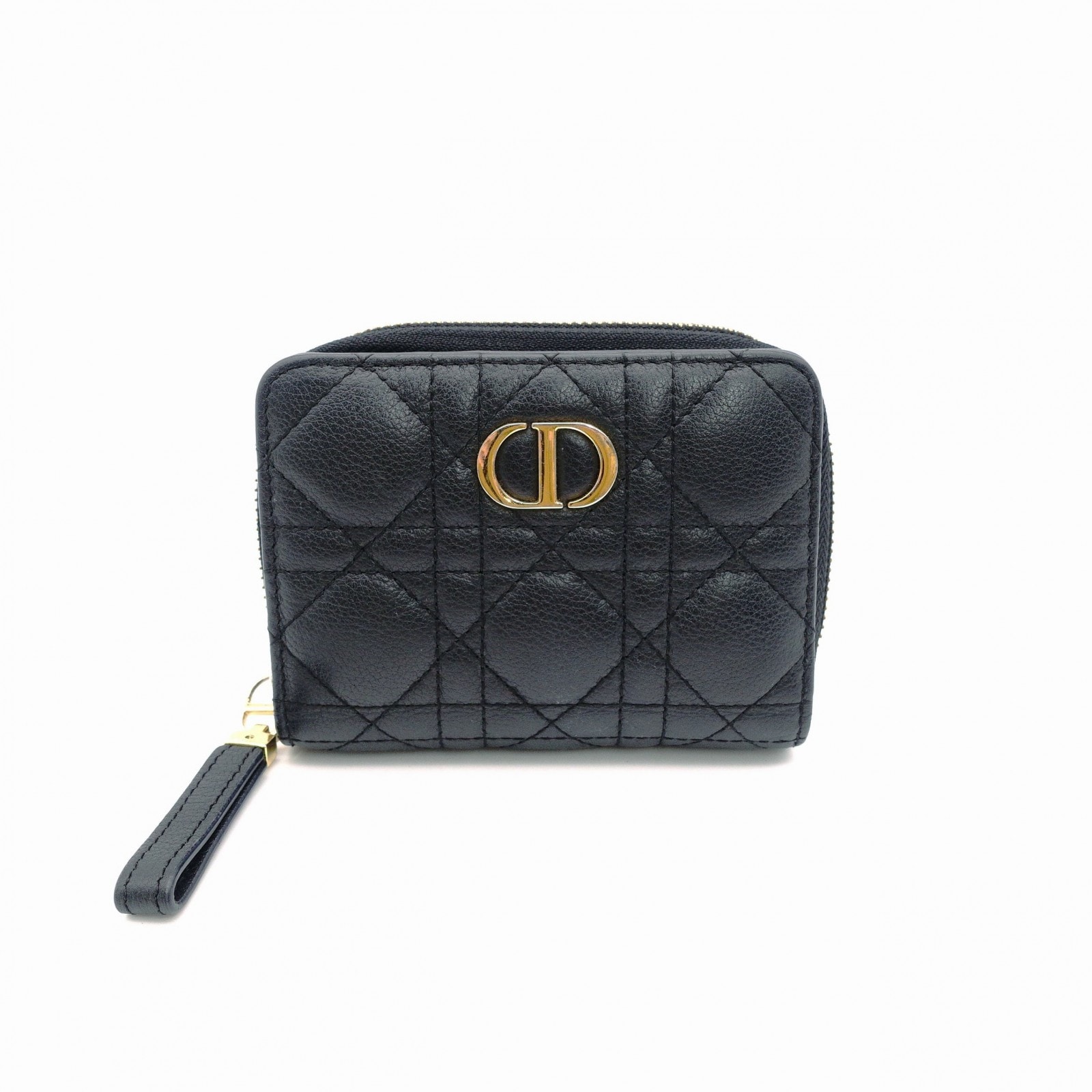 Dior ディオール カロ 二つ折り財布 レザー ブラック 黒 CDロゴ
