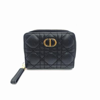 Dior ディオール カロ 二つ折り財布 レザー ブラック 黒 CDロゴ