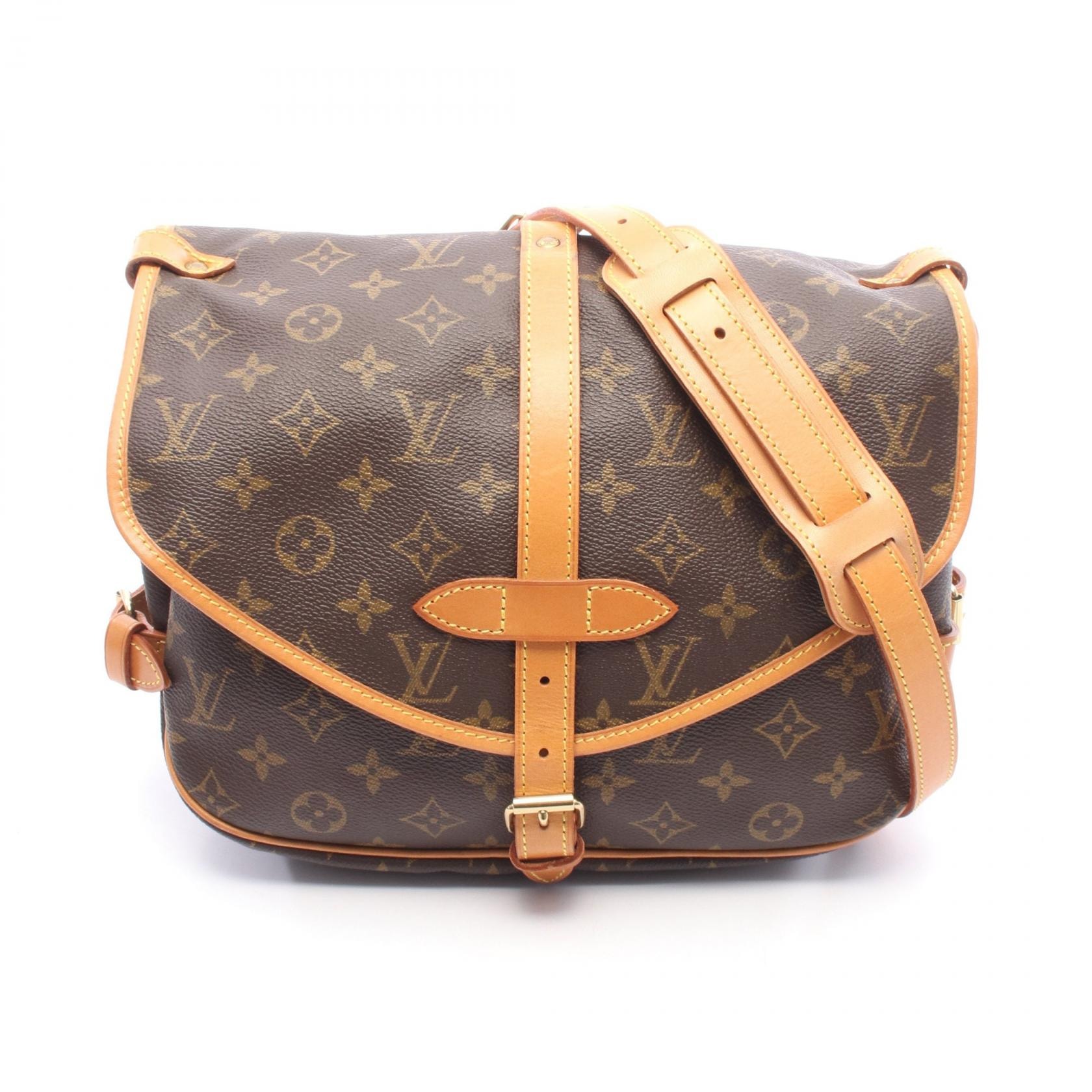 ルイ・ヴィトン LOUIS VUITTON ソミュール30 モノグラム ショルダーバッグ バッグ PVCコーティングキャンバス レザー レディース ブラウン系 M42256 【中古】