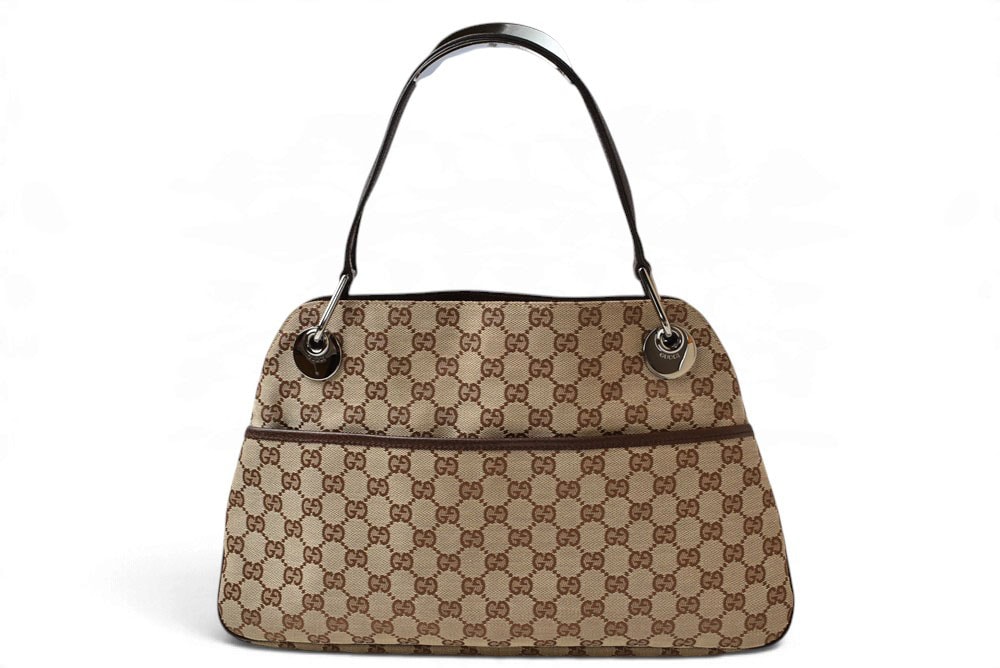 グッチ バッグ GUCCI GGキャンバス トートバッグ 121023 GGブラウン/ベージュ レディース 【中古】