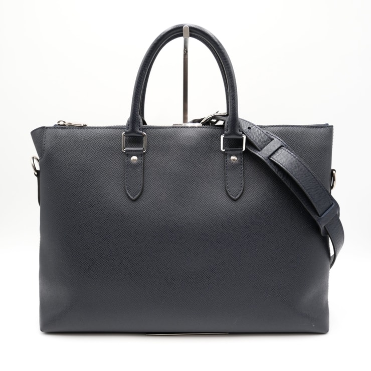 LOUIS VUITTON(ルイヴィトン)アントン ブリーフケース 2WAY ビジネスバッグ ショルダーバッグ タイガ レザー ネイビー シルバー金具 メンズ A4対応 書類バッグ【中古】