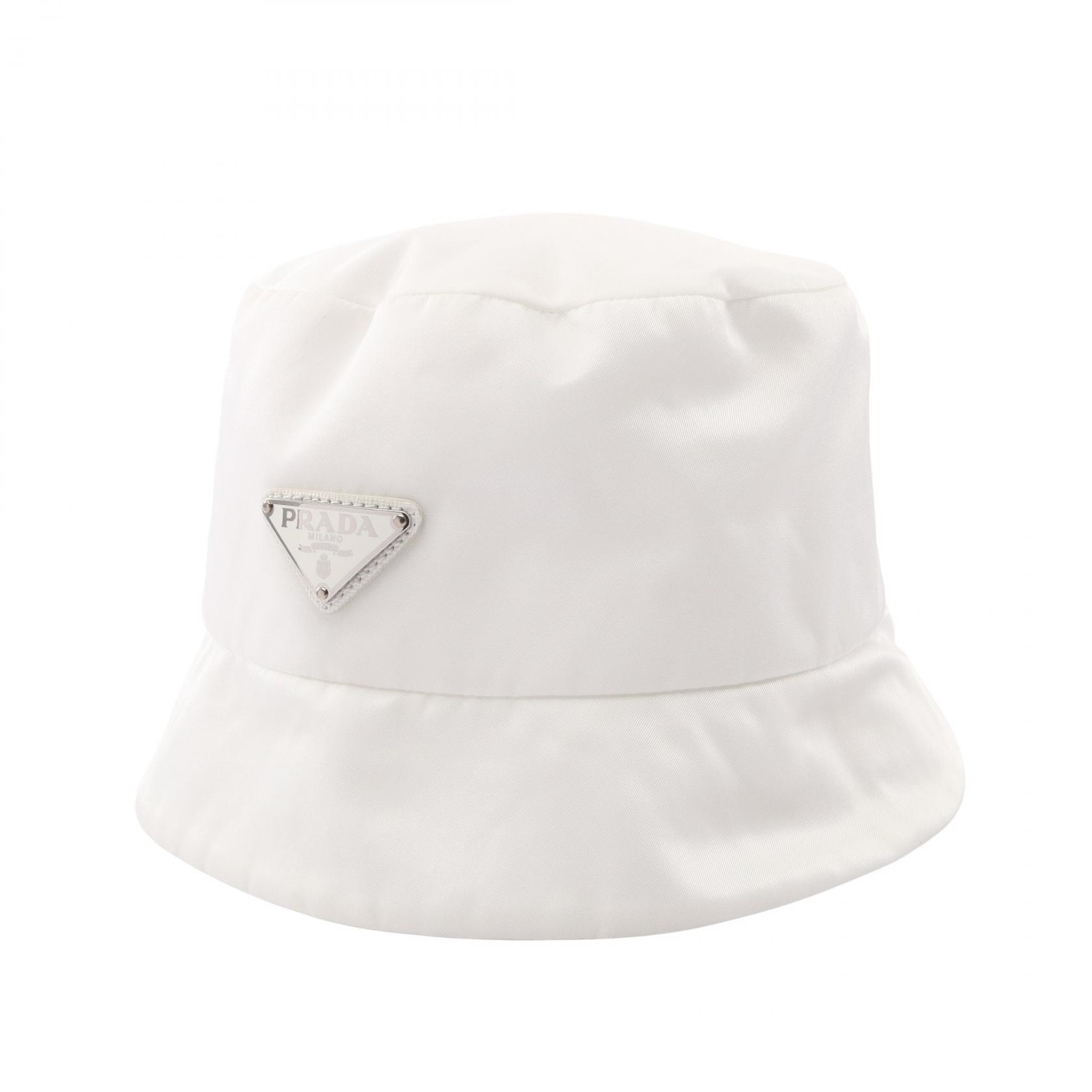 プラダ PRADA PRADA × adidas Re-Nylon バケット ハット 帽子 ナイロン サフィアーノレザー メンズ レディース ホワイト系 2HC137 【中古】