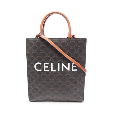 セリーヌ CELINE スモール バーティカル カバ トリオンフ 2WAY トートバッグ バッグ PVCコーティングキャンバス レザー レディース ブラック系 / ブラウン系 【中古】
