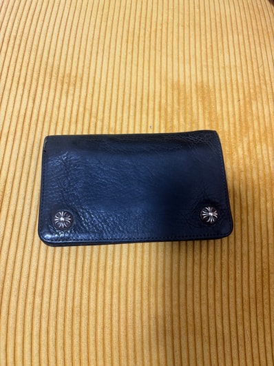 Chrome Hearts 1 Zip Cross Button Leather Wallet "Black"