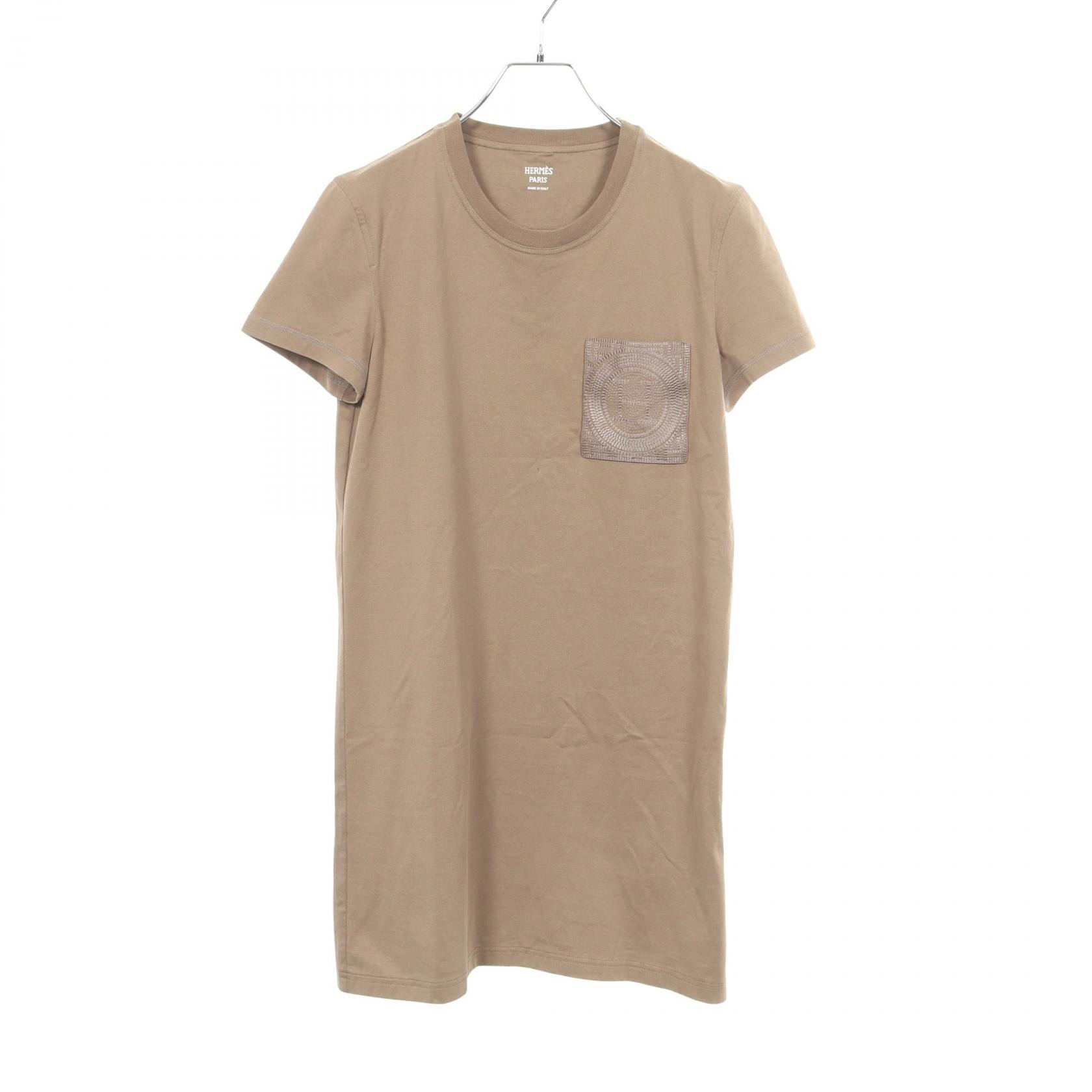 エルメス HERMES モザイクカット ワンピース 衣料品 トップス コットン レディース ベージュ系 4H4515DA 【中古】