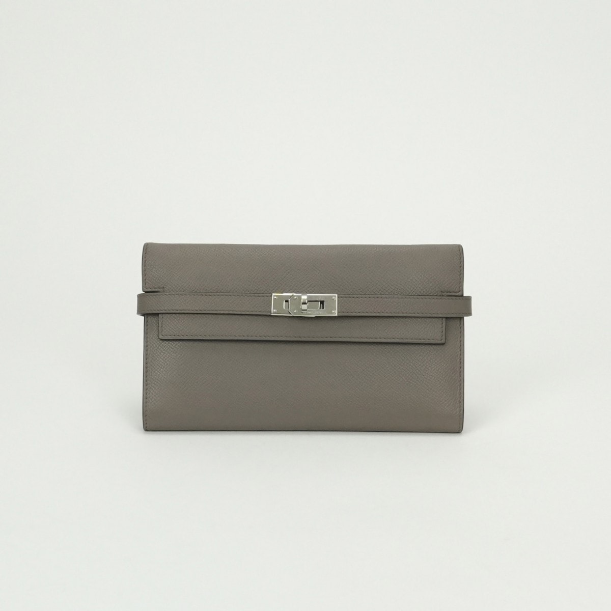 エルメス HERMES ケリーウォレット ケリーウォレットロング 財布 長財布 ロングウォレット エプソン エタン Etain グレー Gray シルバー金具 ヴォーエプソン