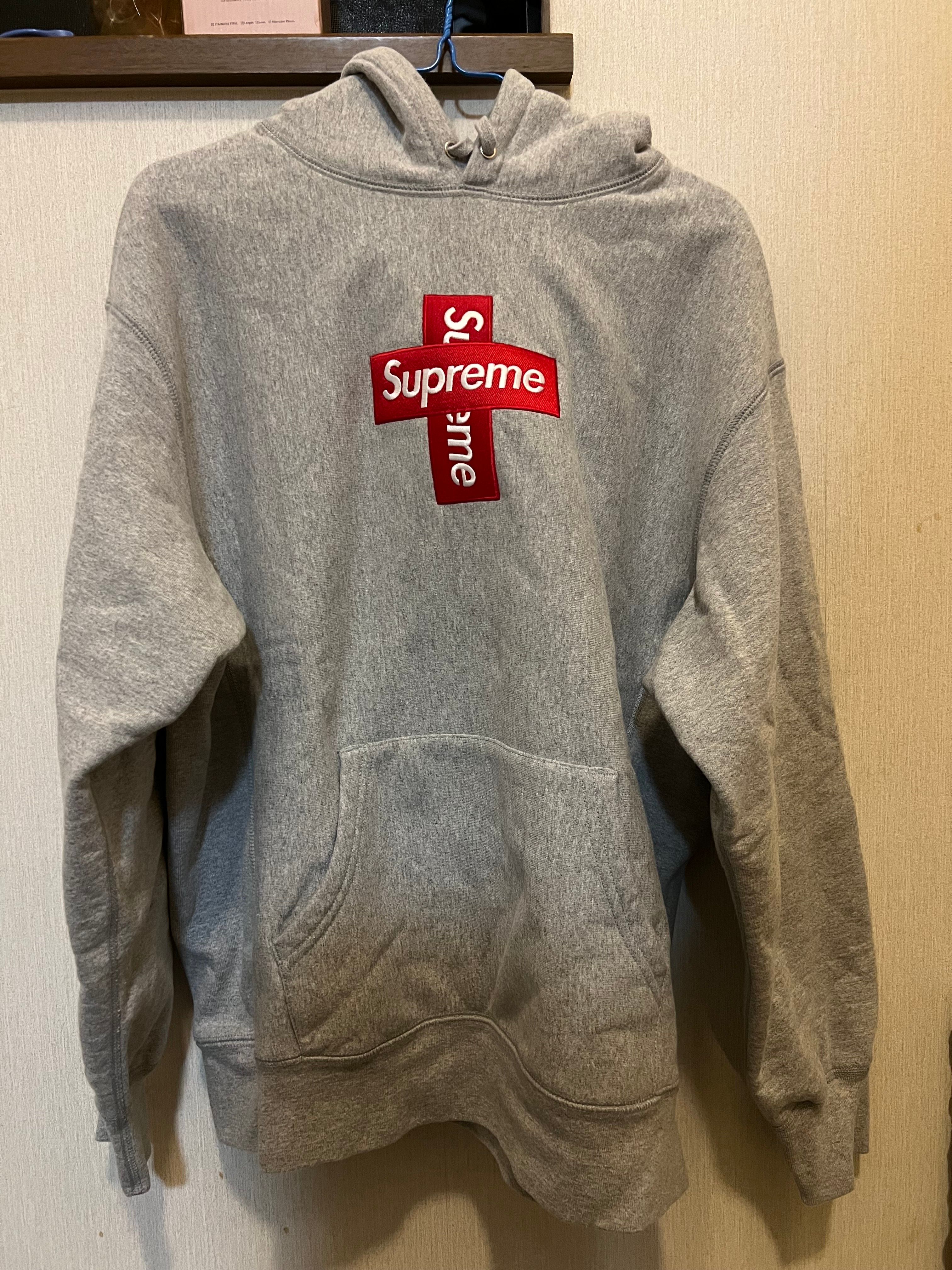 Supreme Cross Box Logo Hooded Sweatshirt "Grey"