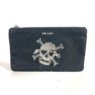 プラダ PRADA スカル ドクロ 2M1214 メイクポーチ 化粧ポーチ クラッチバッグ ポーチ ナイロン ブラック