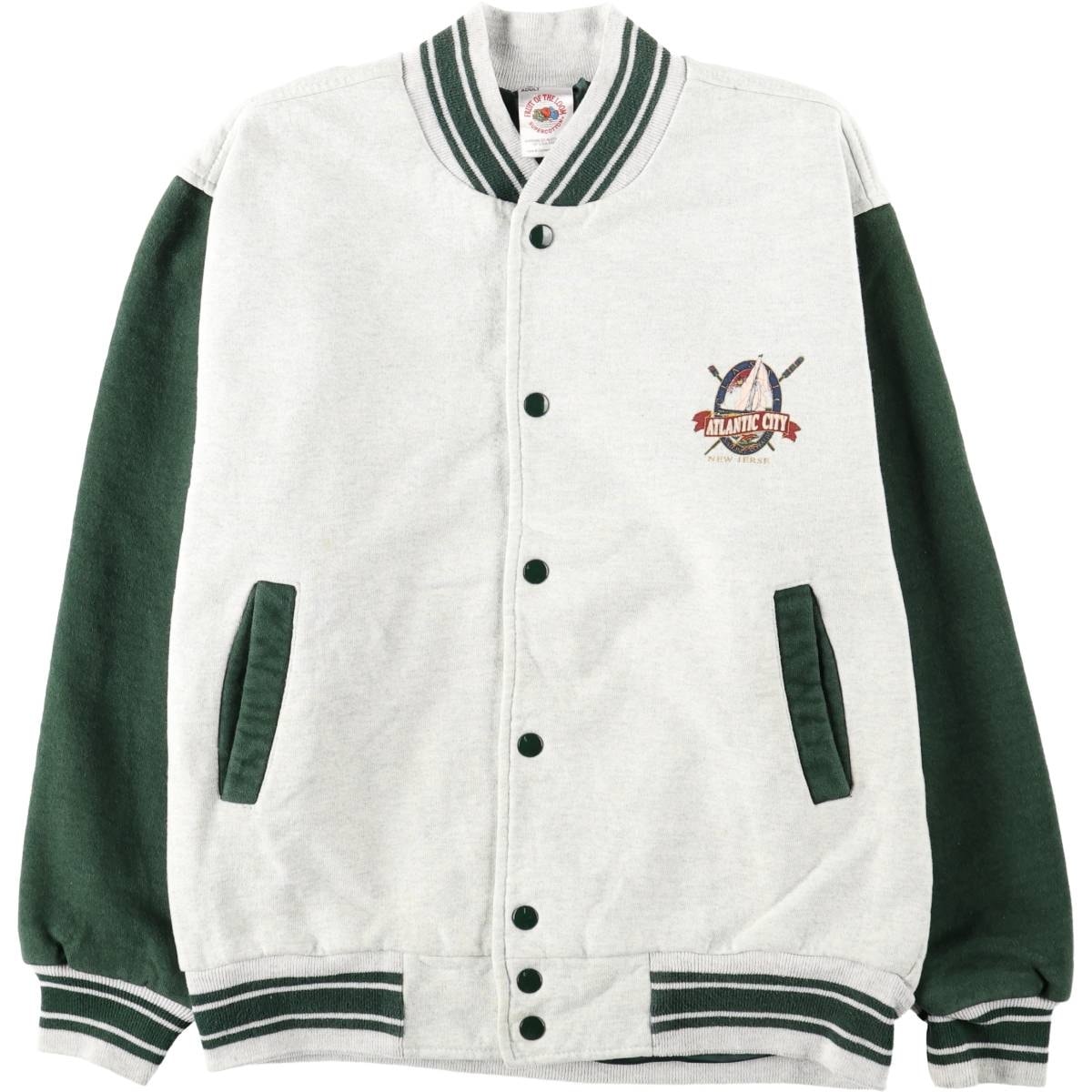 古着 90年代 フルーツオブザルーム FRUIT OF THE LOOM SUPERCOTTON コットンボタンスタジャン バーシティジャケット メンズM相当 ヴィンテージ/eaa678327