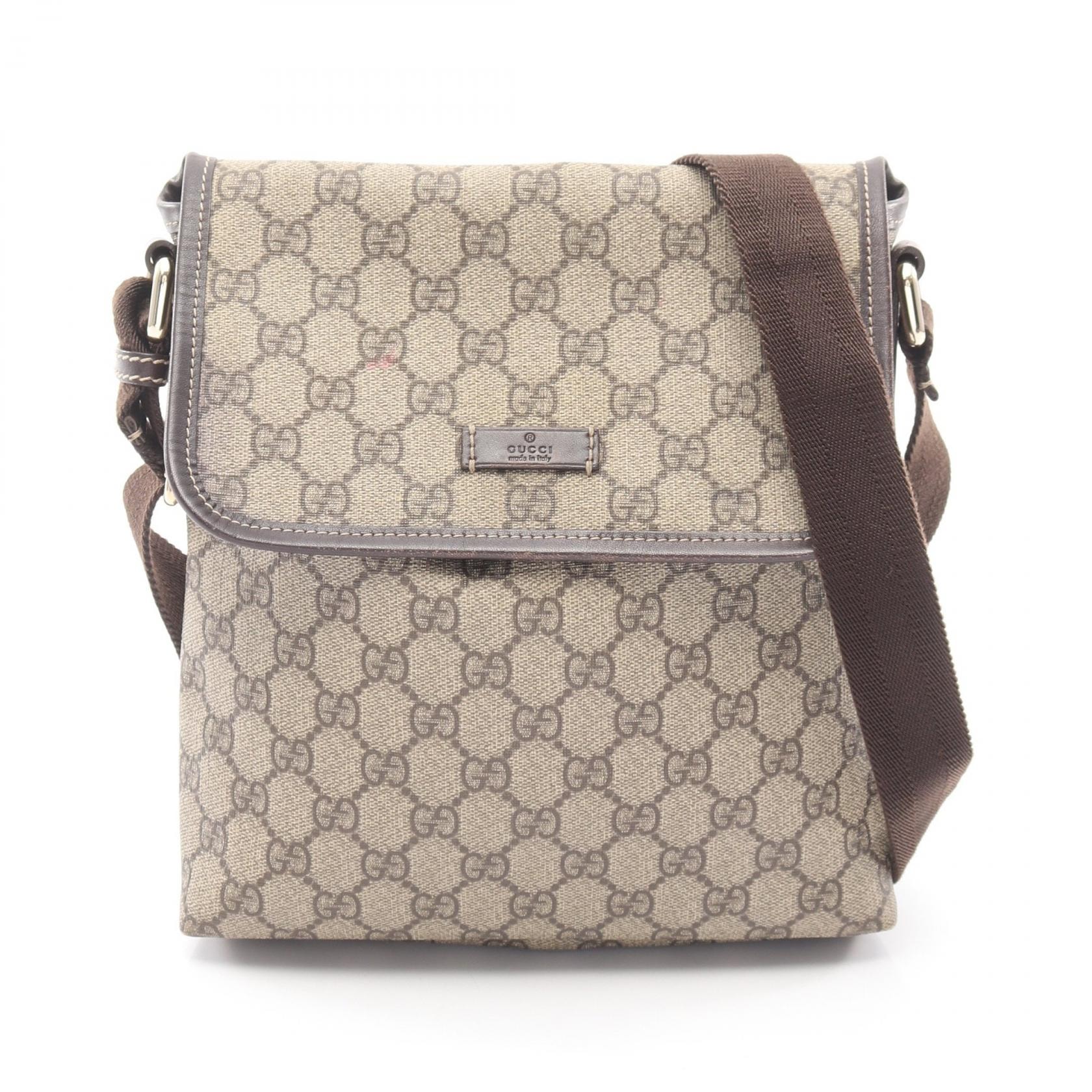 グッチ GUCCI GGスプリーム ショルダーバッグ バッグ PVCコーティングキャンバス レザー レディース ベージュ系 / ブラウン系 223666 【中古】