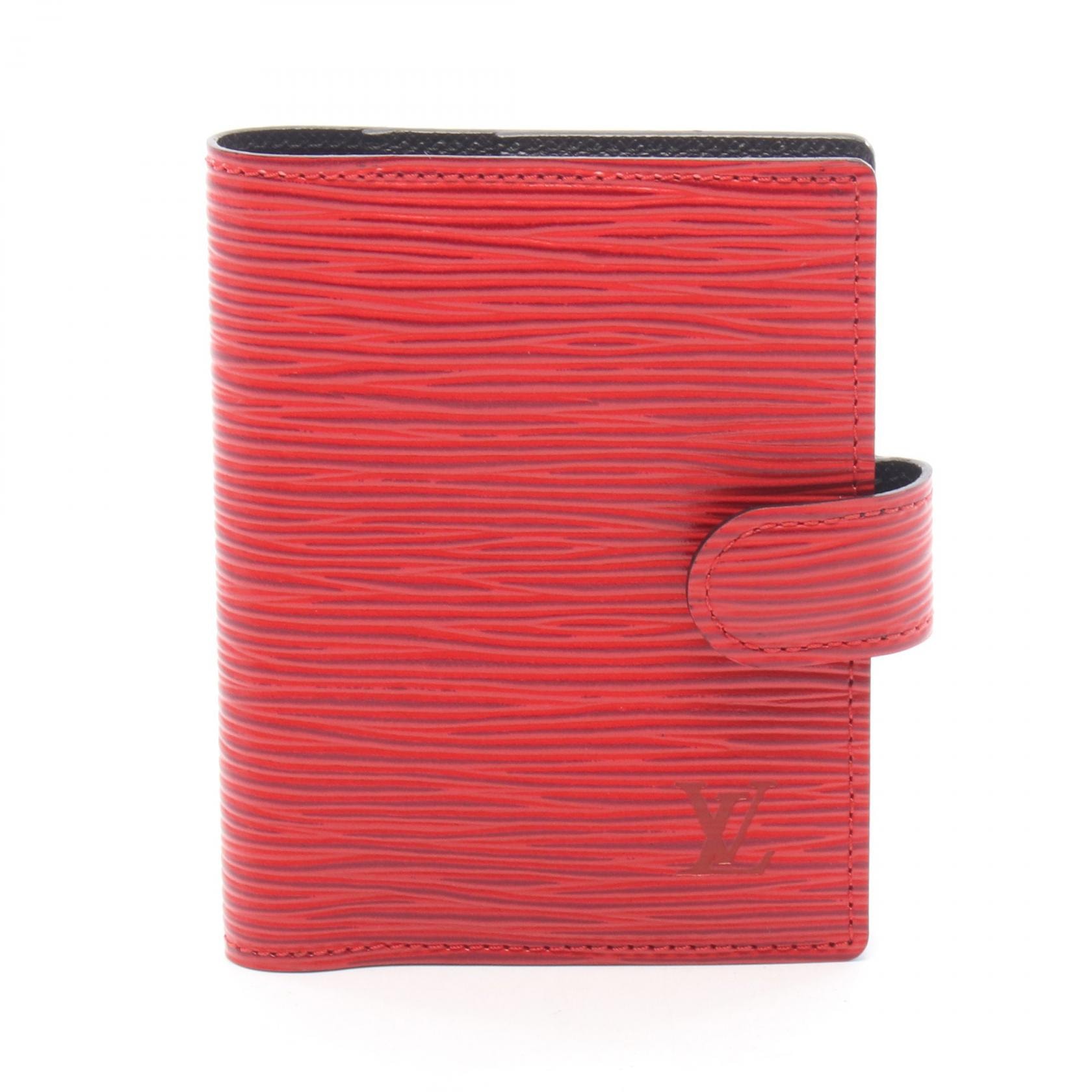 ルイ・ヴィトン LOUIS VUITTON アジェダ ミニ 手帳カバー アクセサリー レザー エピ レディース レッド系 【中古】
