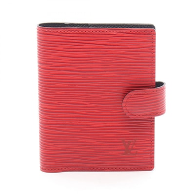 ルイ・ヴィトン LOUIS VUITTON アジェダ ミニ 手帳カバー アクセサリー レザー エピ レディース レッド系 【中古】