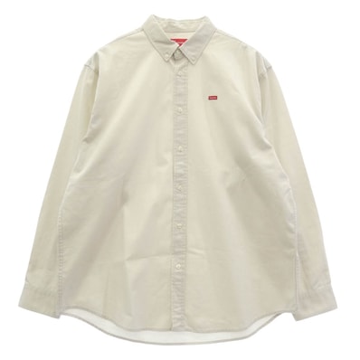 Supreme シュプリーム 長袖シャツ Small Box Shirt スモール ボックスロゴ シャツ ベージュ アイボリー系 L【中古】
