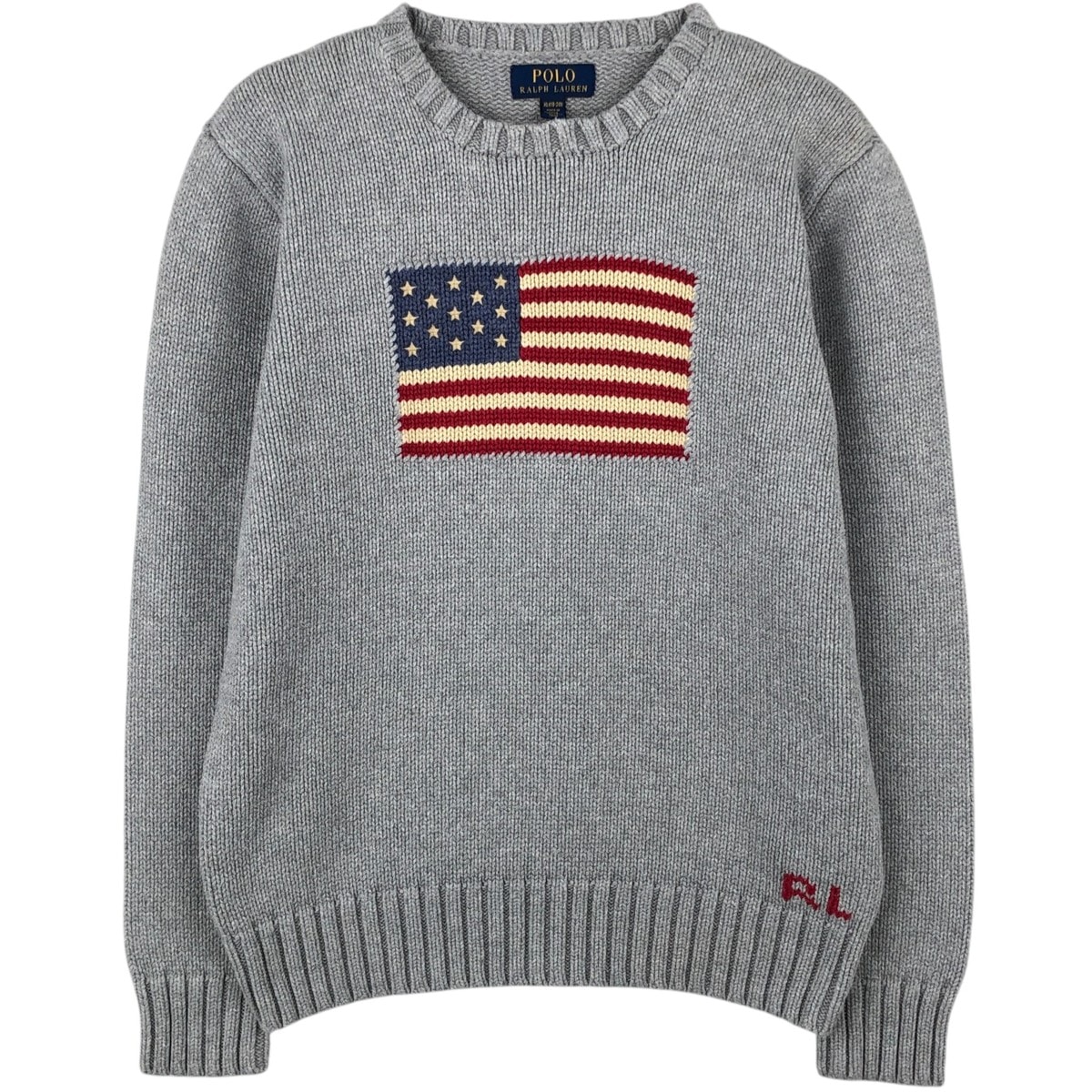 古着 ラルフローレン Ralph Lauren POLO RALPH LAUREN 星条旗柄 コットンニットセーター レディースS相当/eaa622185