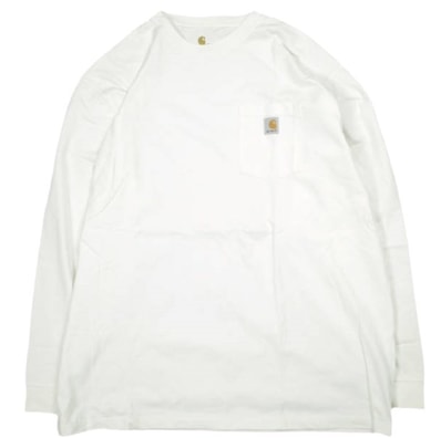 Carhartt カーハート ORIGINAL FIT HEAVYWEIGHT LONG-SLEEVE POCKET T-SHIRT オリジナルフィットヘビーウェイトロングスリーブポケットTシャツ K126 2XL WHITE 長袖 カットソー トップス