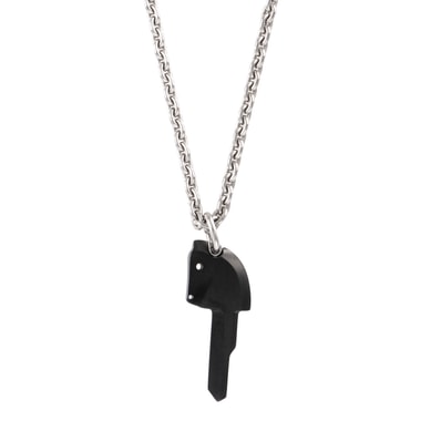 HERMES エルメス クレ シュヴァル ペンダント キー メタル シルバー ブラック【中古】