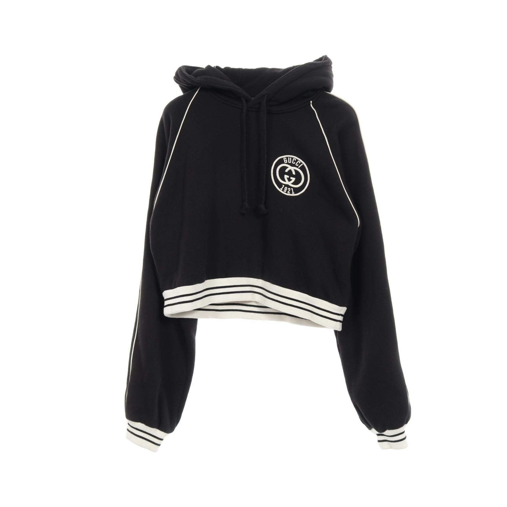 グッチ GUCCI パーカー 衣料品 トップス コットン レディース ブラック系 / ホワイト系 【中古】