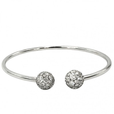 TIFFANY&Co. ティファニー ブレスレット ハードウェア ボールダイヤ バングル 18金WG 750 ジュエリー アクセサリー K18ホワイトゴールド ダイヤモンド シルバー レディース 約7.9g【中古品】