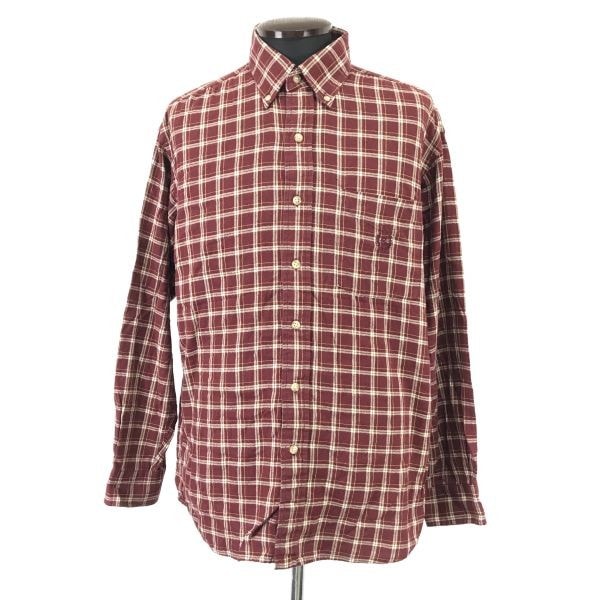 90s-00s★CHAPS RALPH LAUREN/ラルフローレン★長袖フランネルシャツ【メンズL/red/赤/チェック柄】Tops/Shirts◆SBH878