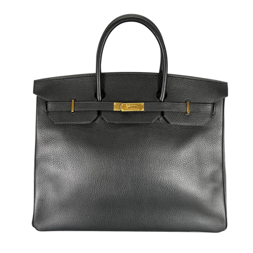 HERMES エルメス ハンドバッグ バーキン35 ゴールド金具 トリヨン ブラック 黒 ゴールド金具 レディース 美品 1990年【中古品】