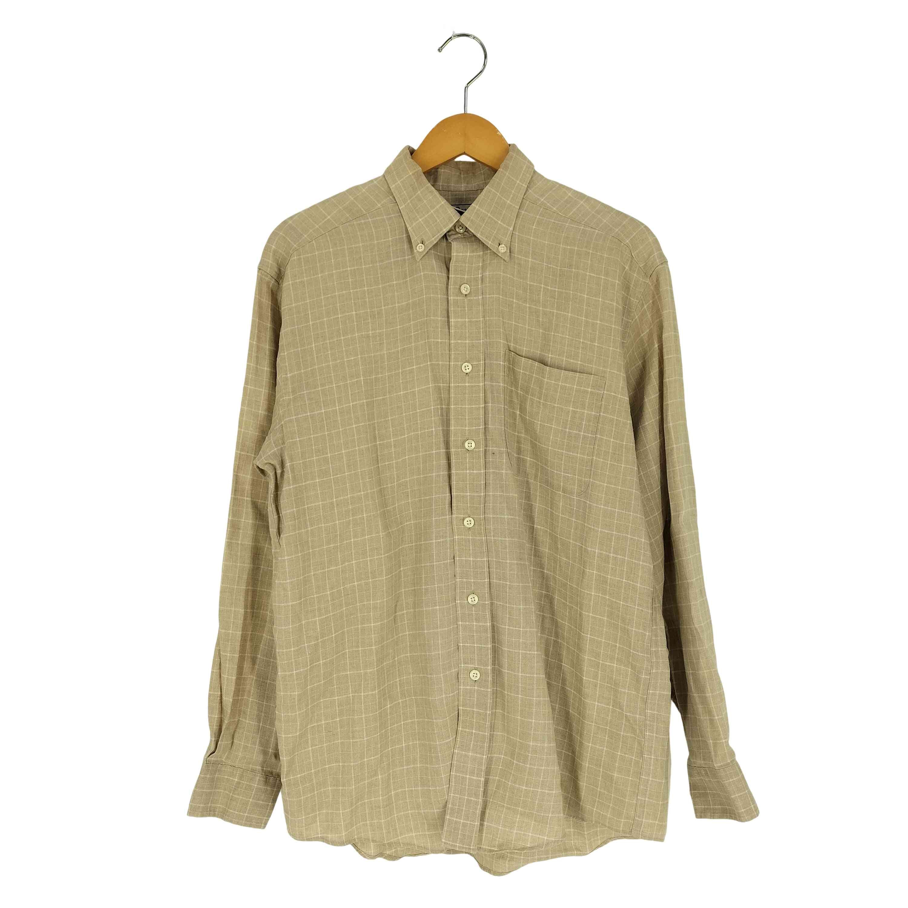 90S リネン100% チェック BDシャツ【1141935595014】