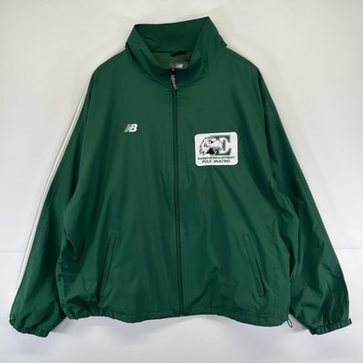 古着 ニューバランス NEW BALANCE ジャケット ワッペン ロゴ 大きいサイズ ワンポイントロゴ フルジップ 3XL グリーン系 メンズ