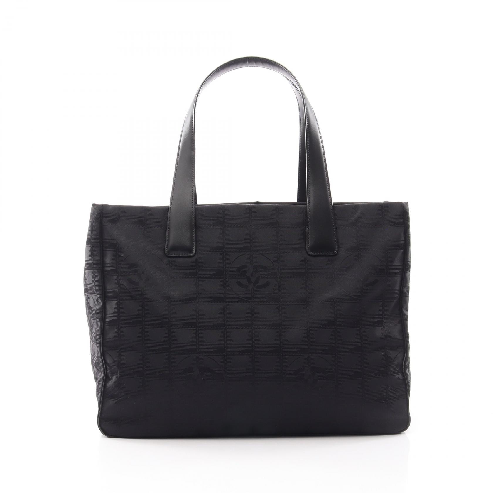 シャネル CHANEL ニュートラベルラインMM トートバッグ バッグ レザー ナイロンキャンバス レディース ブラック系 A15991 【中古】