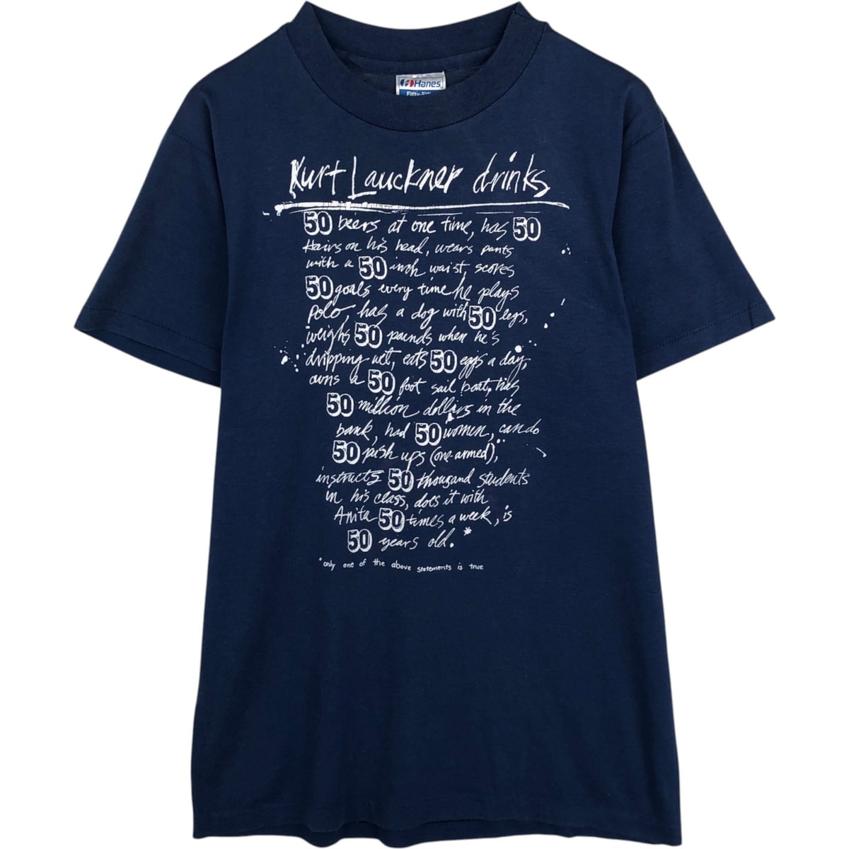 古着 80年代 ヘインズ Hanes Fifty-Fifty 青タグ メッセージプリントTシャツ USA製 メンズM相当 ヴィンテージ/eaa639082