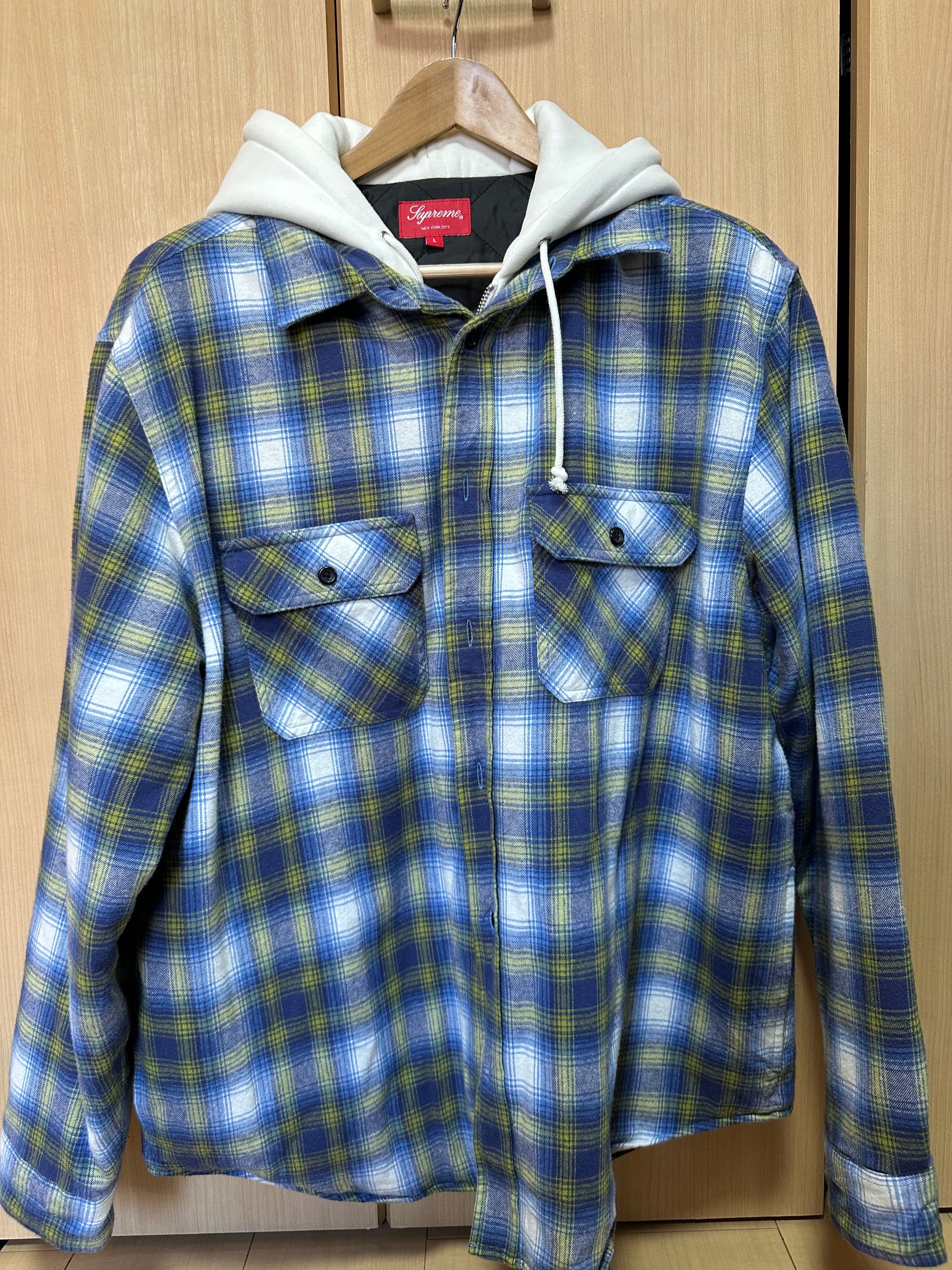 Supreme Hooded Flannel Zip Up Shirt "Blue"