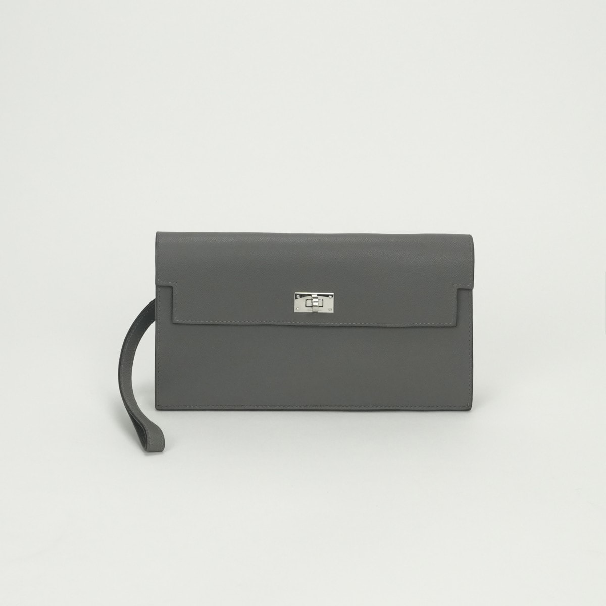 エルメス HERMES ケリーポケットロング ケリー ポケット ロング 財布 長財布 ロングウォレット マダム グリメイヤー Grismeyer グレー Gray 灰 シルバー金具 クラッチバッグ バッグインバッグ