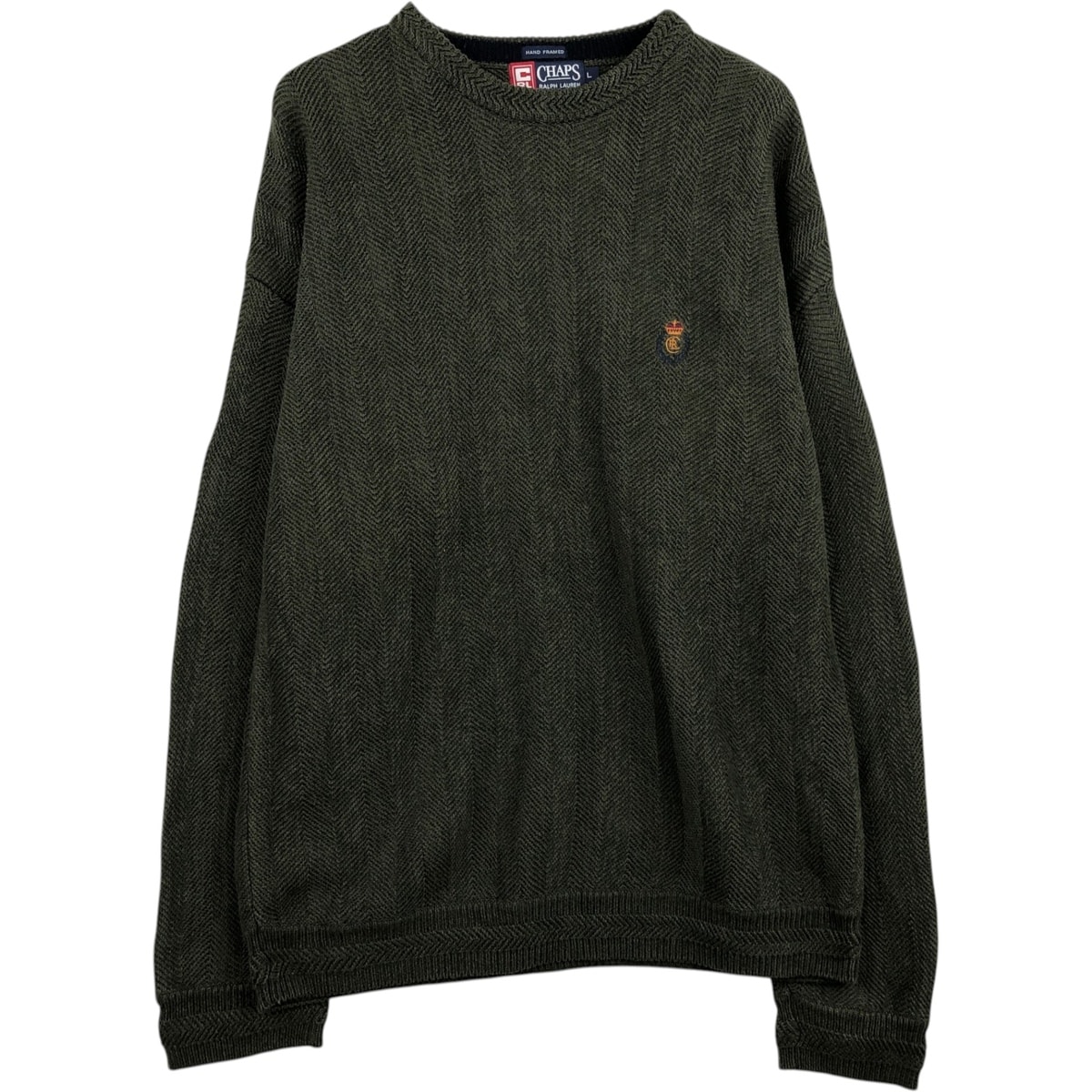 古着 ラルフローレン Ralph Lauren CHAPS チャップス ヘリンボーン コットンニットセーター メンズL相当/eaa627417