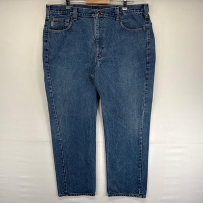 古着 カーハート Carhartt デニム パンツ ワーク 大きいサイズ ジッパーフライ 5ポケット ジーンズ w42 L32 ブルー系 メンズ