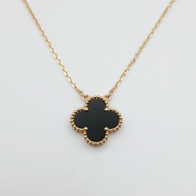 Van Cleef & Arpels ヴァンクリーフ&アーペル ヴィンテージ アルハンブラ オニキスネックレス 750YG ネックレス VCARA45800 K18イエローゴールド ブラック レディース【中古】