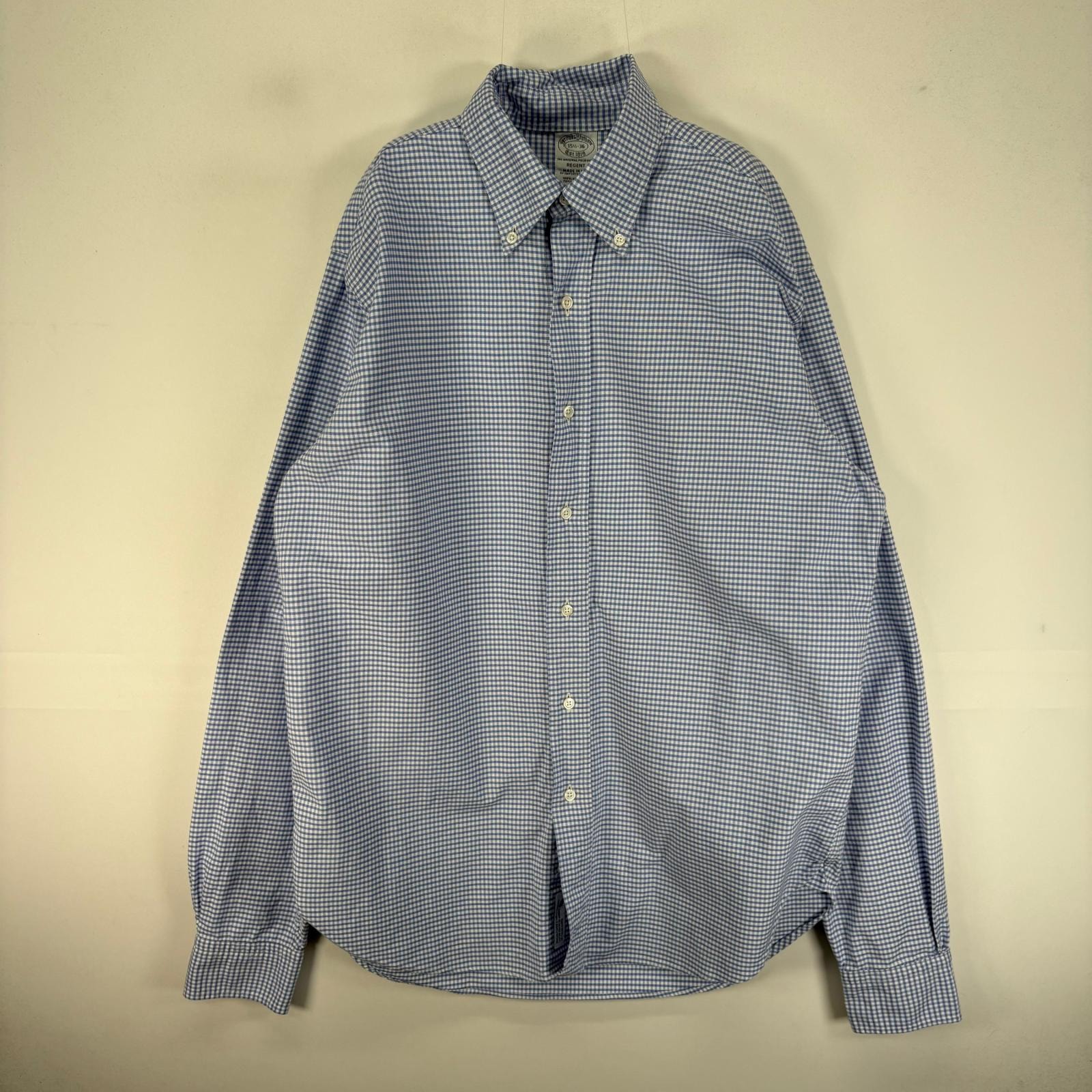 古着 ブルックスブラザーズ Brooks Brothers USA製 長袖シャツ ボタンダウン M  ブルー系 チェック メンズ