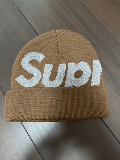 Supreme Reflective Big Logo Beanie "Brown"