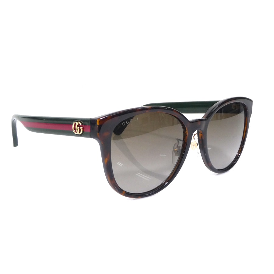 グッチ GUCCI サングラス プラスチック ブラウン/グリーン/レッド ゴールド メンズ【中古】 e61785i