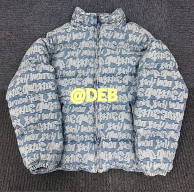 Supreme Fat Tip Jacquard Denim Puffer Jacket "Blue"