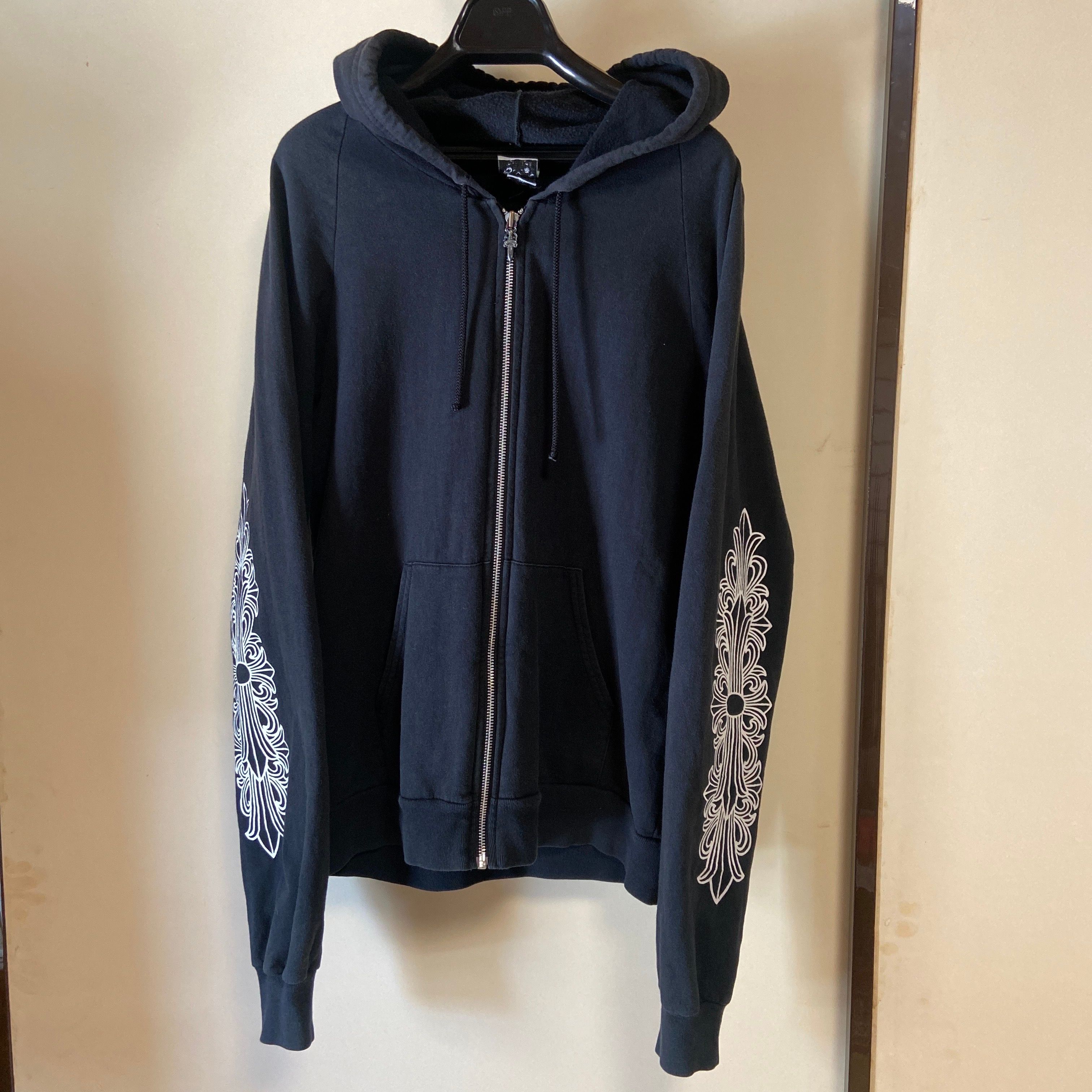 クロムハーツ フローラル ジップ zip パーカー フーディ M 黒