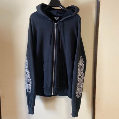 クロムハーツ フローラル ジップ zip パーカー フーディ M 黒