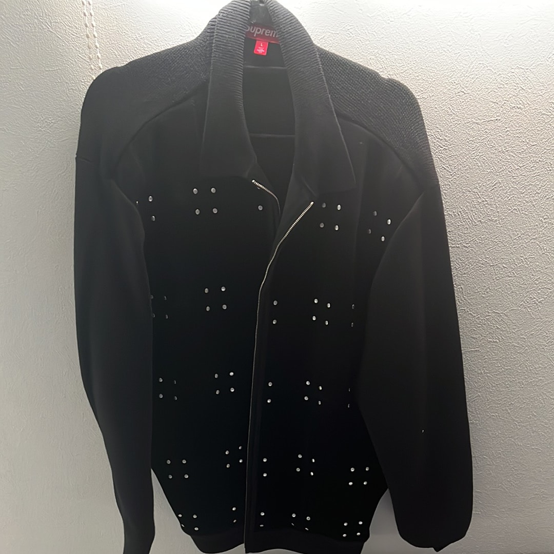 Supreme Studded Suede Zip Up Cardigan "Black"
