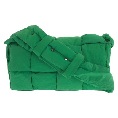 美品 BOTTEGAVENETA ボッテガヴェネタ パデッド テック カセット グリーン シルバー金具 ナイロン ショルダーバッグ 506856 【中古】