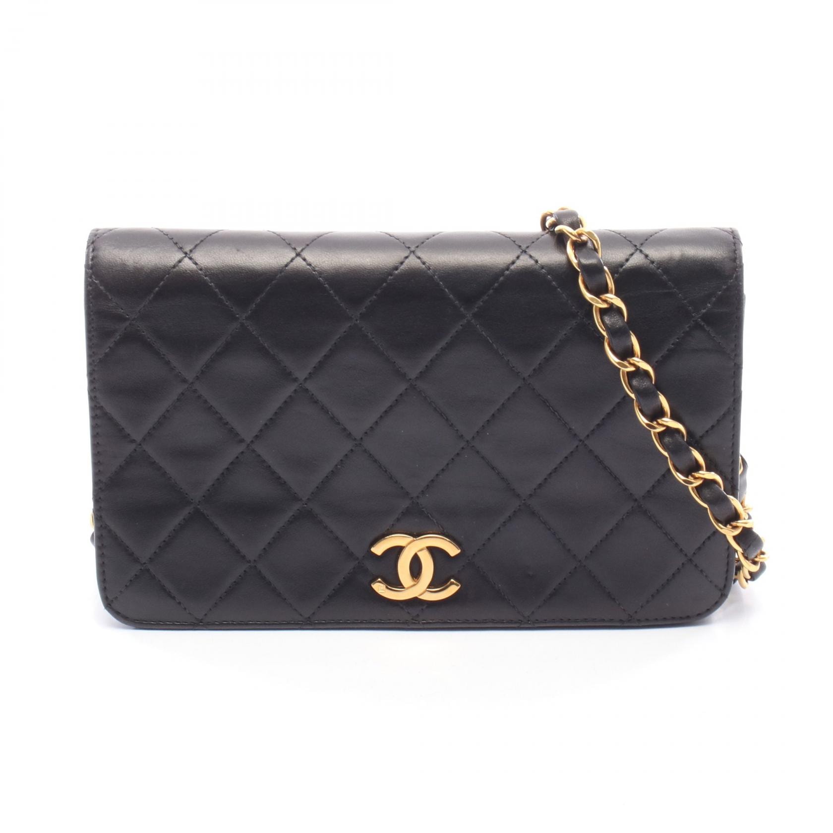 シャネル CHANEL ミニマトラッセ フルフラップ ショルダーバッグ バッグ ラムスキン(羊革) レディース ブラック系 【中古】