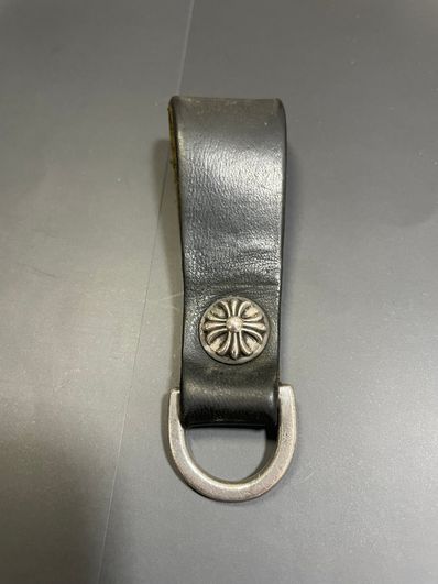 クロムハーツ Dキーリング クロス ボタン ブラック レザー