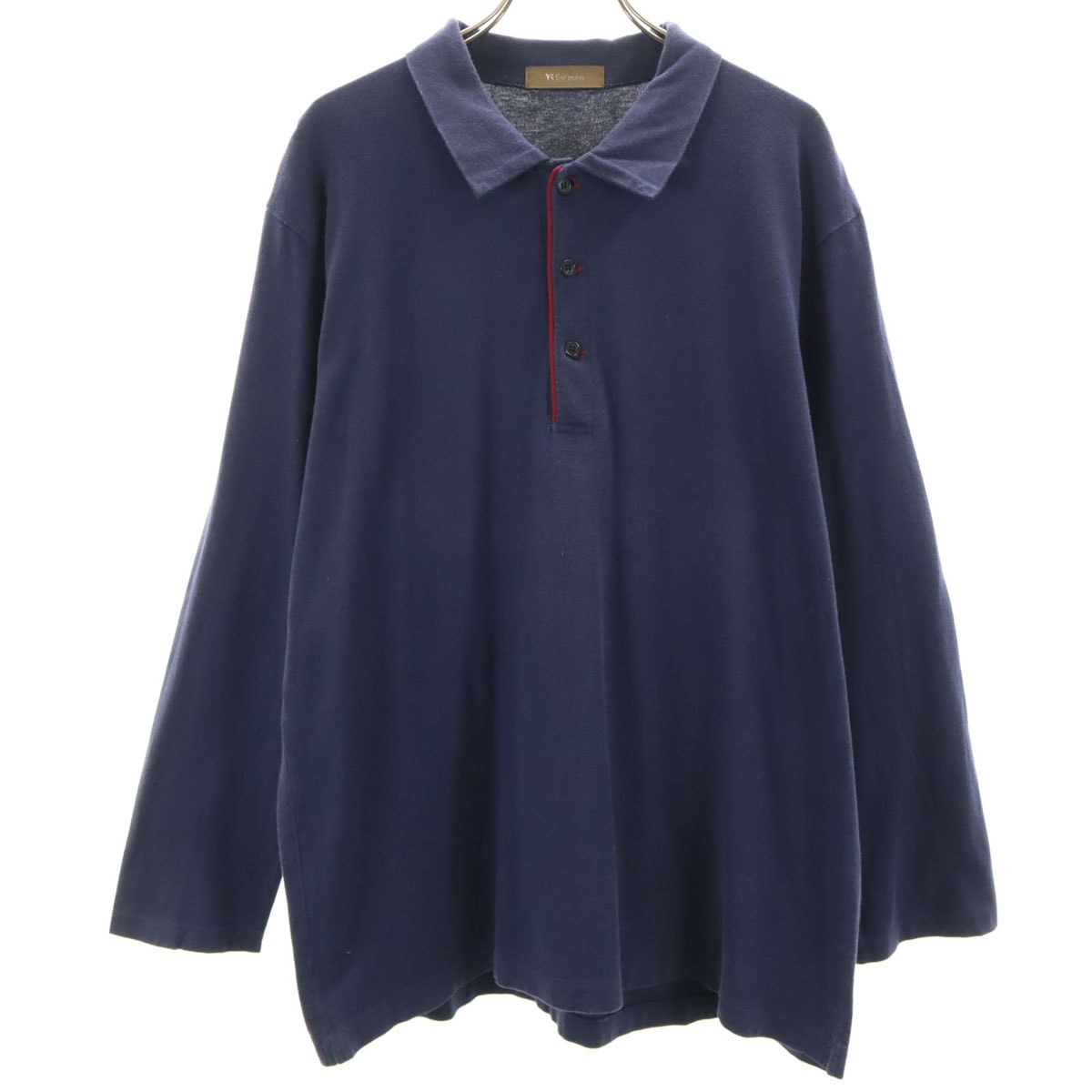 Y’s for men ワイズフォーメン 長袖 天竺ジャージー生地 ポロシャツ ネイビー