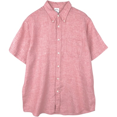 古着 ブルックスブラザーズ Brooks Brothers 1818 REGENT FIT 半袖 リネン ボタンダウンシャツ メンズL相当/eaa653073